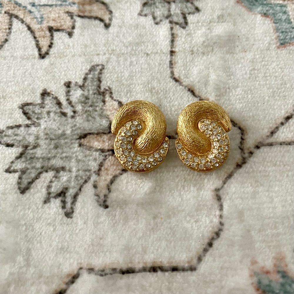 Christian Dior Germany Gold and Silver Spiral Vintage Earrings